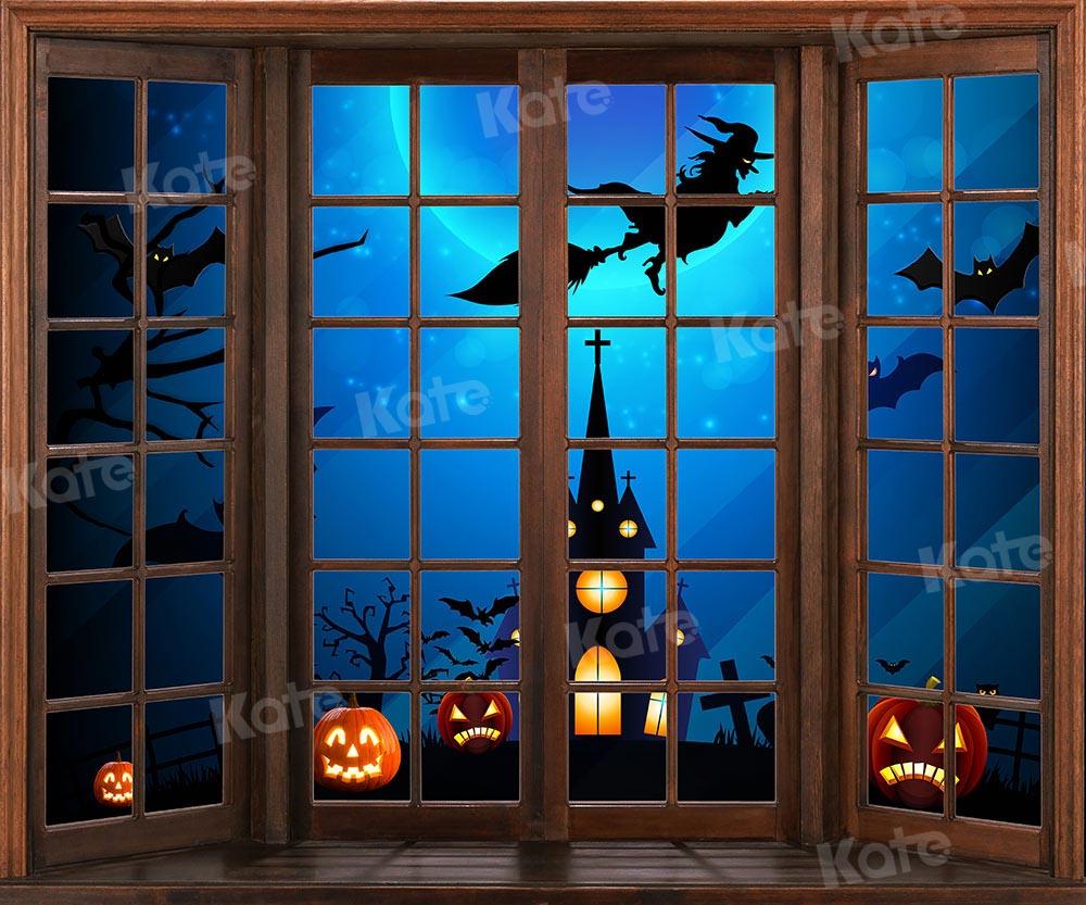 Kate Fenêtre Halloween Backdrop Sorcière Bat conçu par Chain Photographie