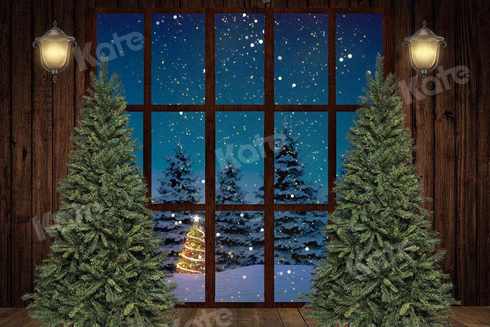 Kate Fenêtre Vue Noël Maison en bois Toile de fond conçue par Chain Photography