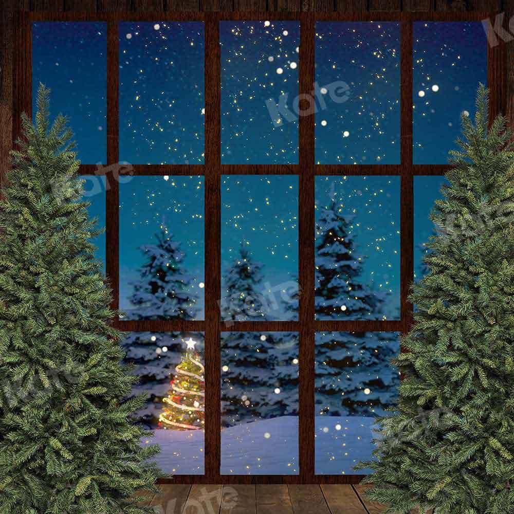 Kate Fenêtre Vue Noël Maison en bois Toile de fond conçue par Chain Photography