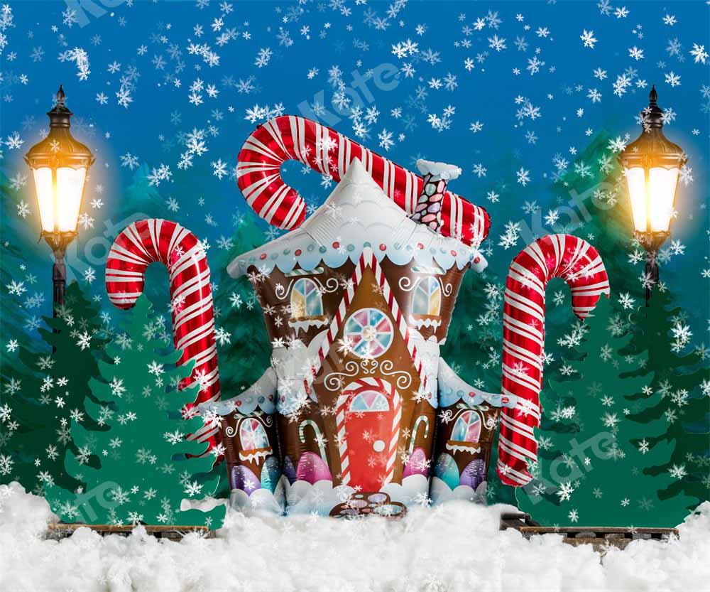 Kate Hiver Noël Maison de pain d'épice Neige Toile de fond conçu par Emetselch - Kate Backdrop FR