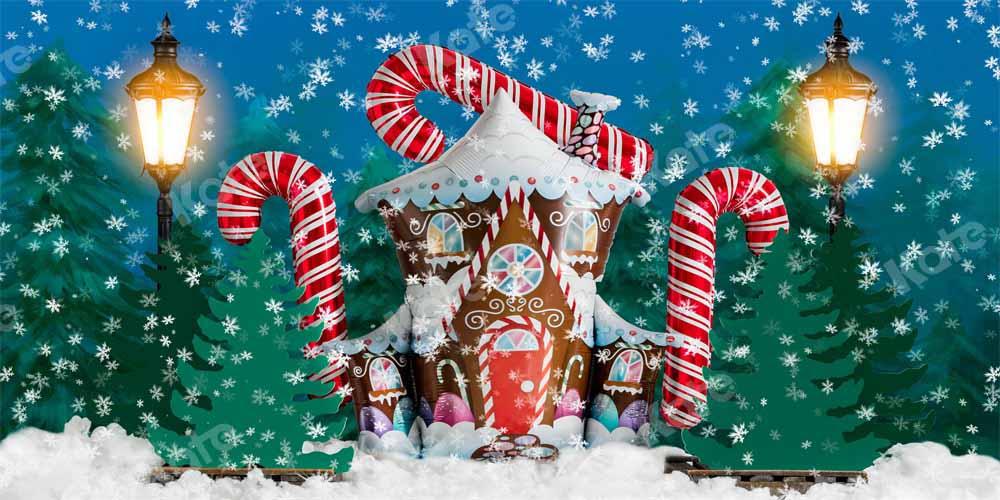 Kate Hiver Noël Maison de pain d'épice Neige Toile de fond conçu par Emetselch - Kate Backdrop FR