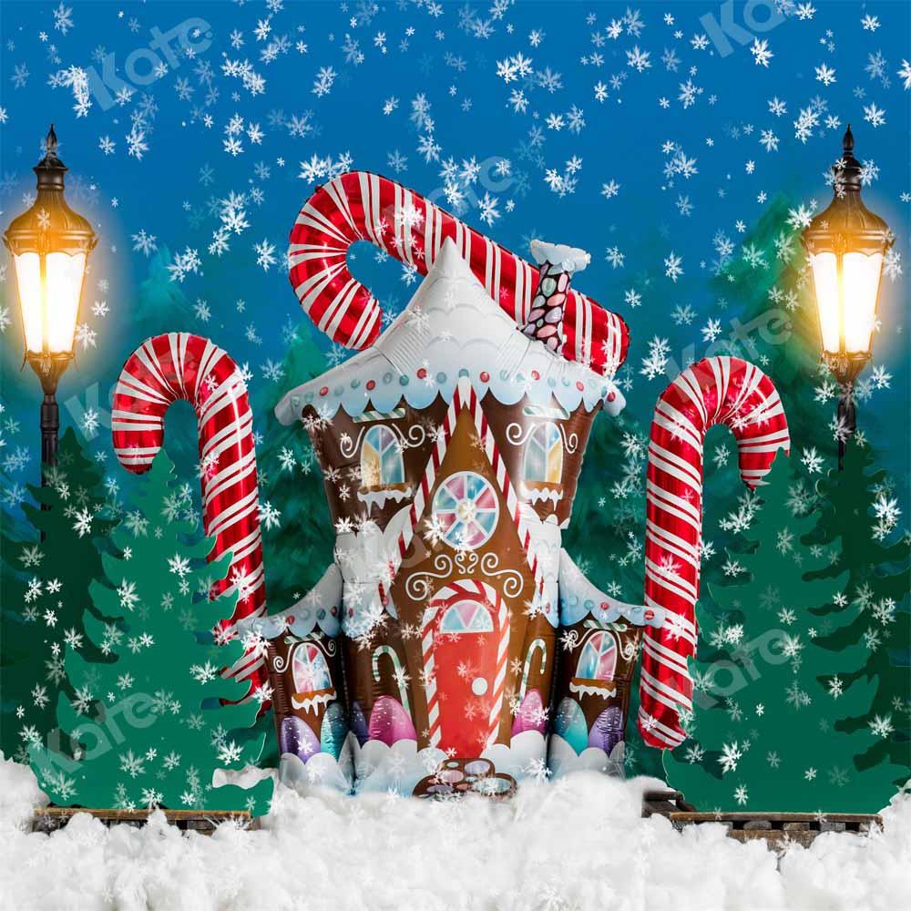 Kate Hiver Noël Maison de pain d'épice Neige Toile de fond conçu par Emetselch - Kate Backdrop FR