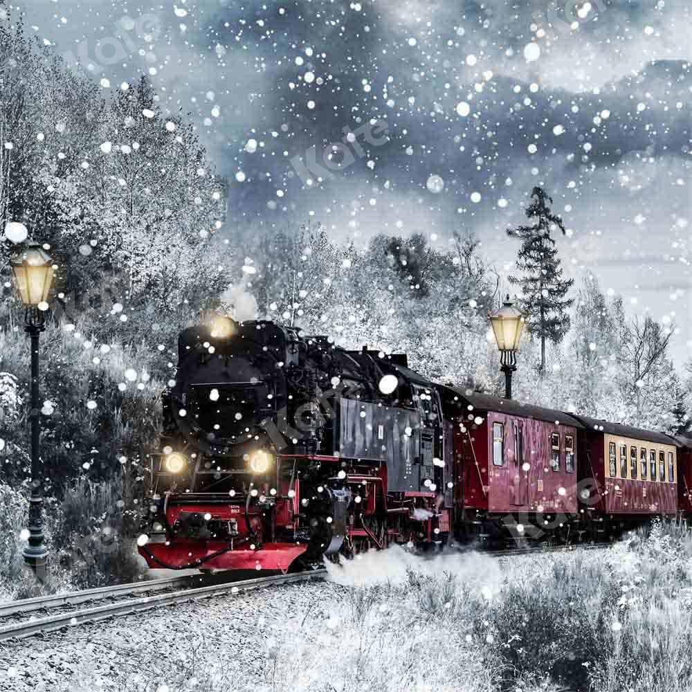 Kate Neige Train Noël Hiver Toile de fond conçue par Chain Photography - Kate Backdrop FR