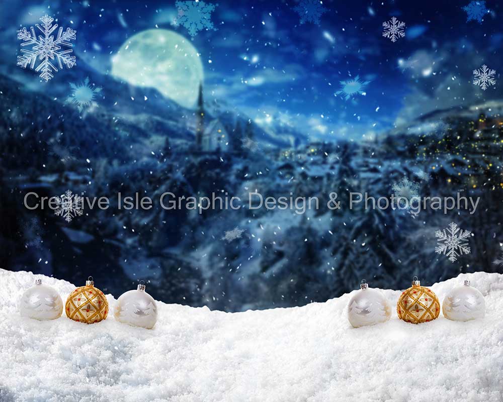 Kate flocon de neige en toile de fond de nuit d'hiver conçu par Chrissie Green