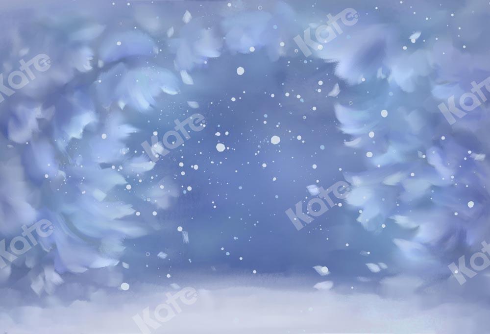 Kate Fond de flocons de neige d'hiver Rêve bleu Conçu par GQ