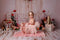 Kate Bohème Printemps Fleurs Rose Famille Toile de fond conçue par Emetselch - Kate Backdrop FR