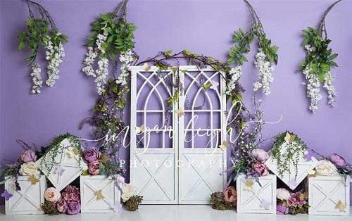 Kate Fleurs Violet Printemps Porte Toile de fond conçue par Megan Leigh - Kate Backdrop FR