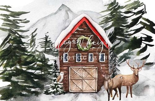 Kate Cabane de neige de toile de fond de Noël conçue par Megan Leigh - Kate Backdrop FR