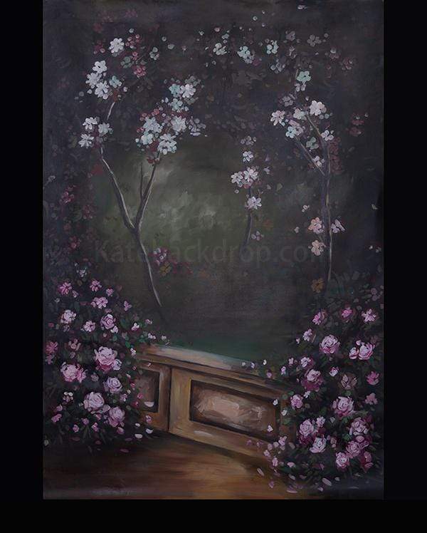 Katebackdrop£ºKate Dark Retro Wall Pink Floral Spray Painted Backdrop