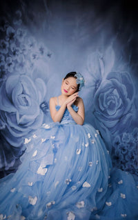 Kate Beaux-arts Fleurs Bleu denim Portrait Toile de fond pour la photographie