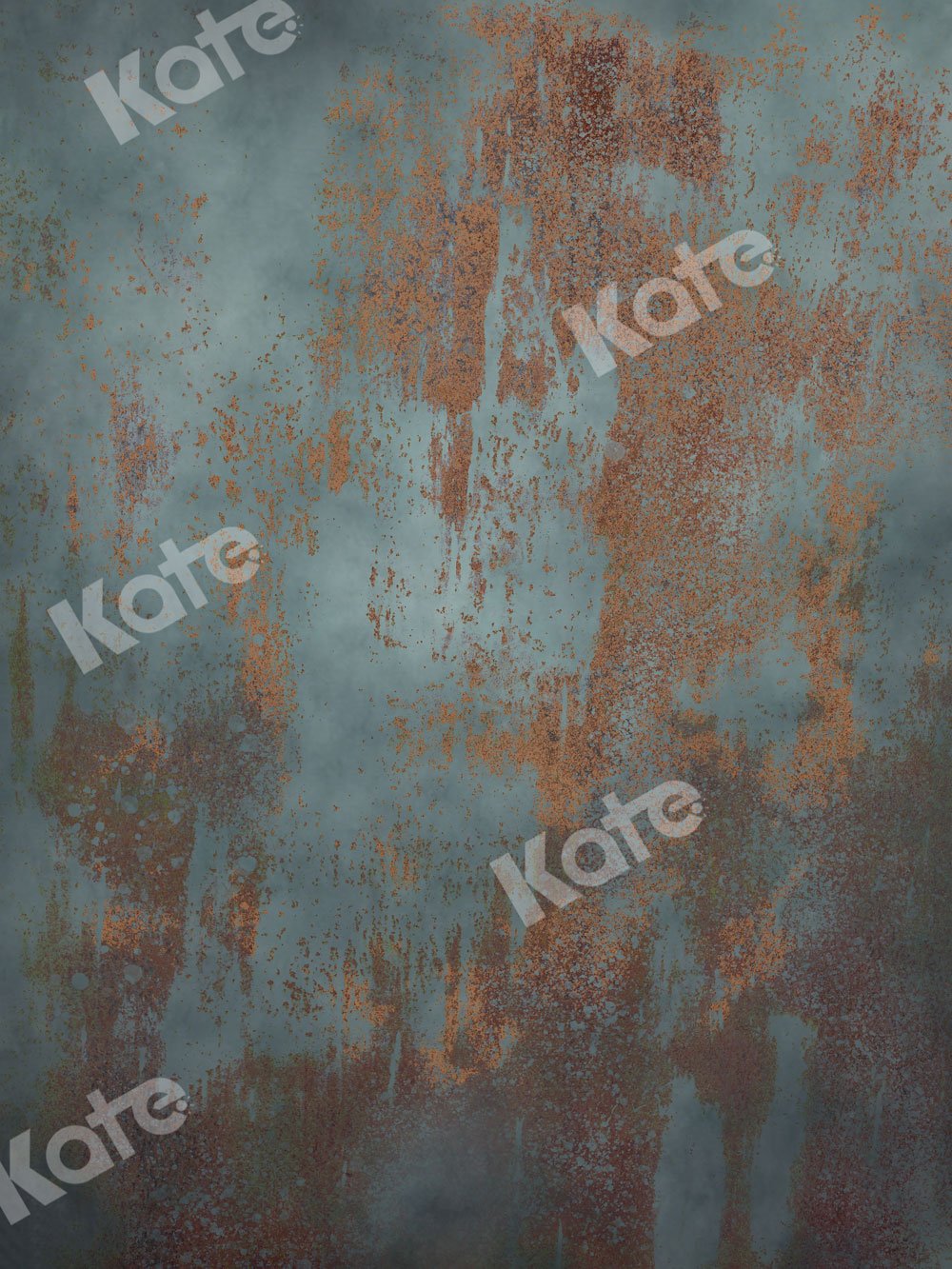 Kate Portrait Abstrait Bleu Rouillé Toile de fond conçue par JFCC