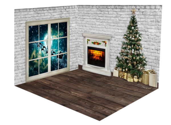 Kate Fenêtre Père Noël Mur de briques Cheminée Ensemble de chambre (8pix8pi&10pix8pi&8pix10pi)