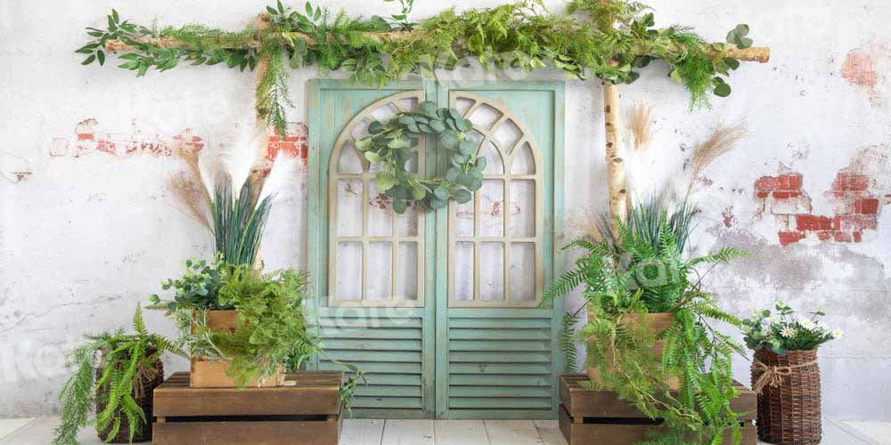 Kate printemps/été vert plantes toile de fond porte de grange conçu par Emetselch