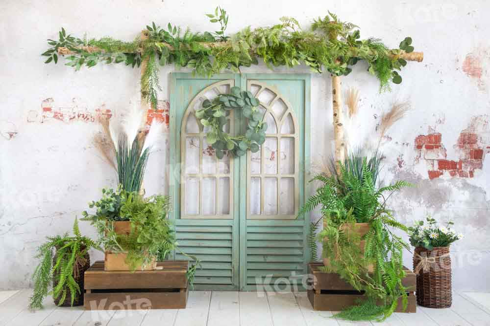 Kate printemps/été vert plantes toile de fond porte de grange conçu par Emetselch