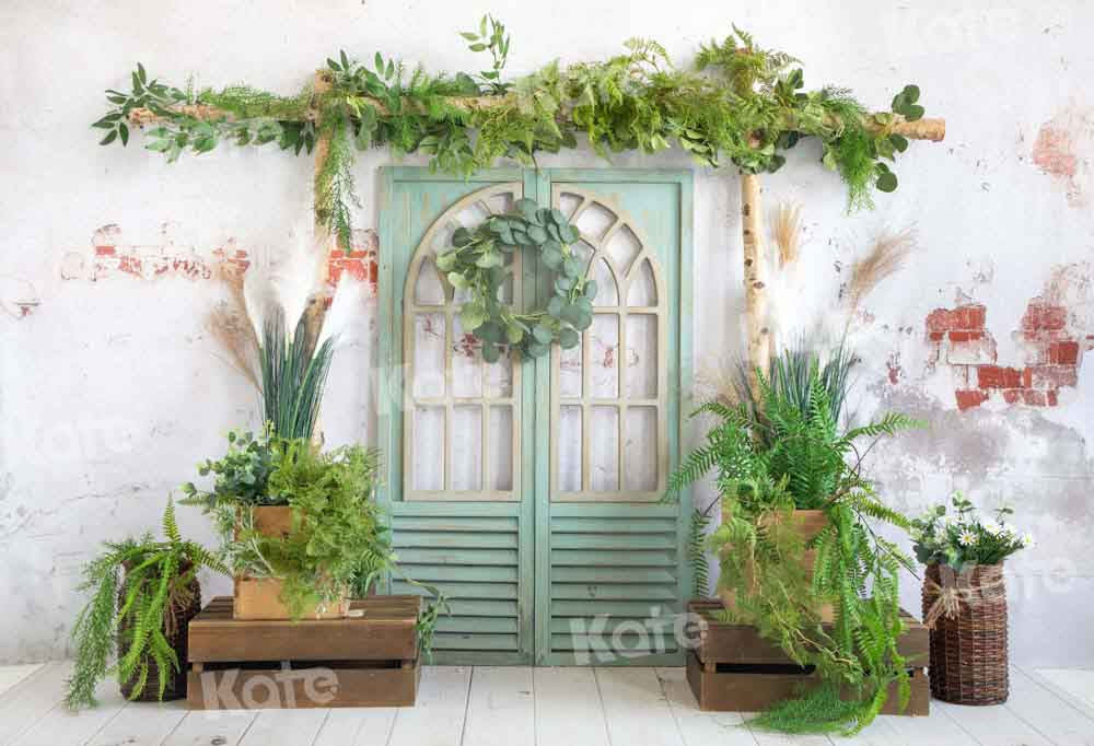 Kate Printemps Été Porte de grange Vert Plante Toile de fond conçu par Emetselch - Kate Backdrop FR