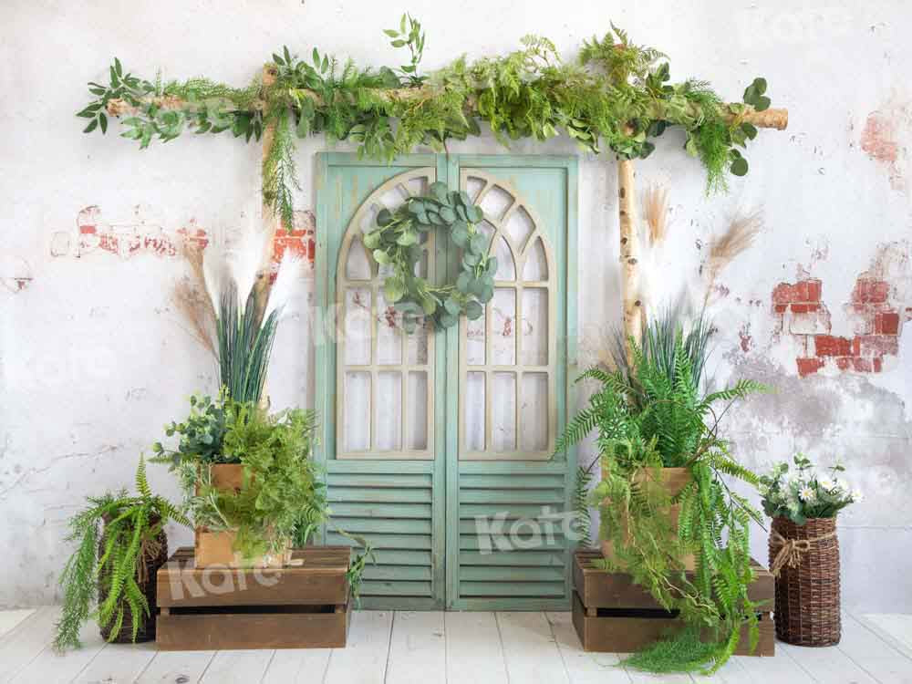 Kate printemps/été vert plantes toile de fond porte de grange conçu par Emetselch