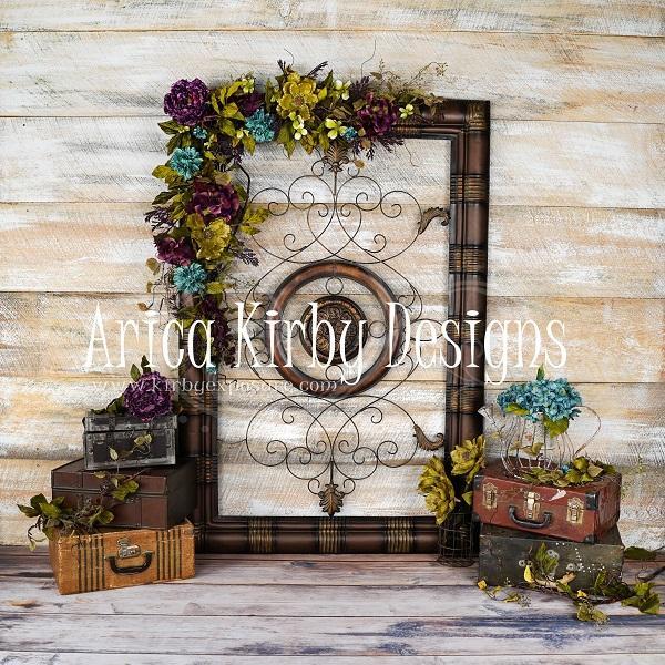 Kate Voyage Mur en bois Porte Vintage Toile de fond conçue par Arica Kirby - Kate Backdrop FR