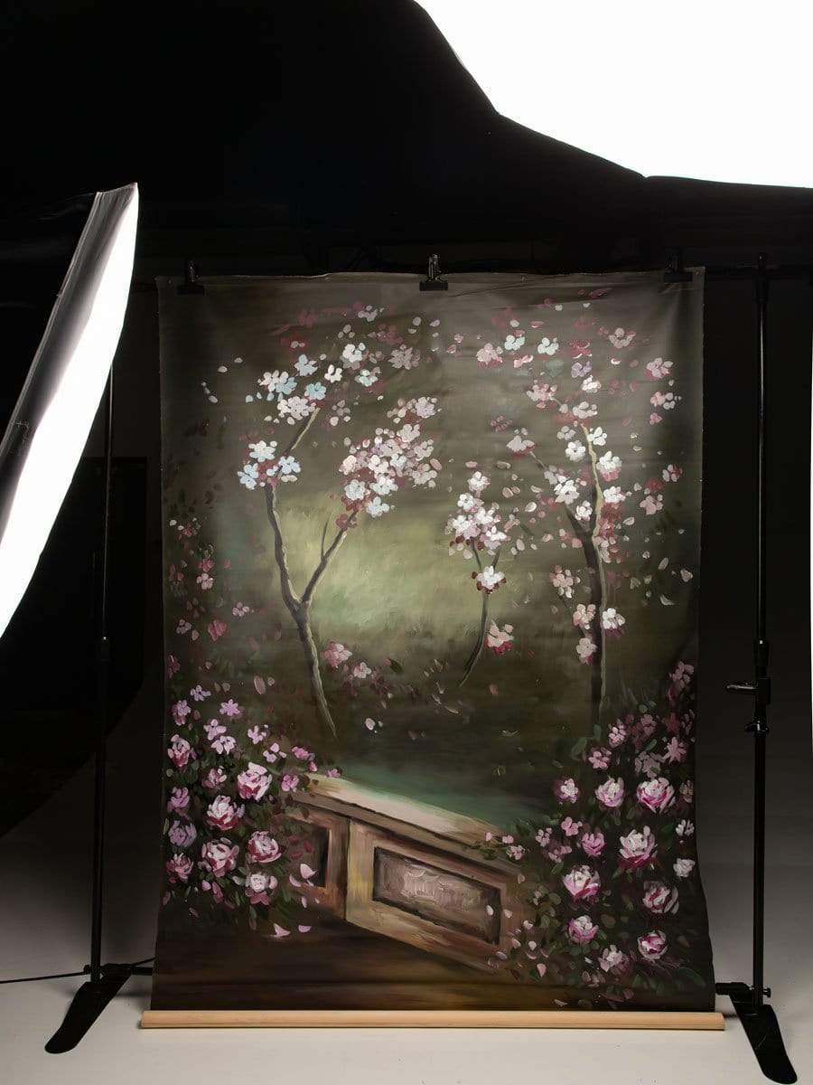 Katebackdrop£ºKate Dark Retro Wall Pink Floral Spray Painted Backdrop