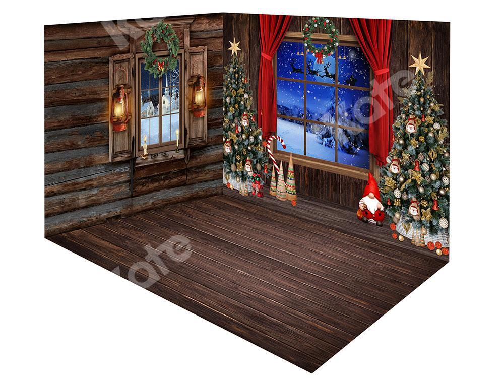 Kate Fenêtres Intérieur Arbres Noël Ensemble de chambre (8pix8pi&10pix8pi&8pix10pi) - Kate Backdrop FR