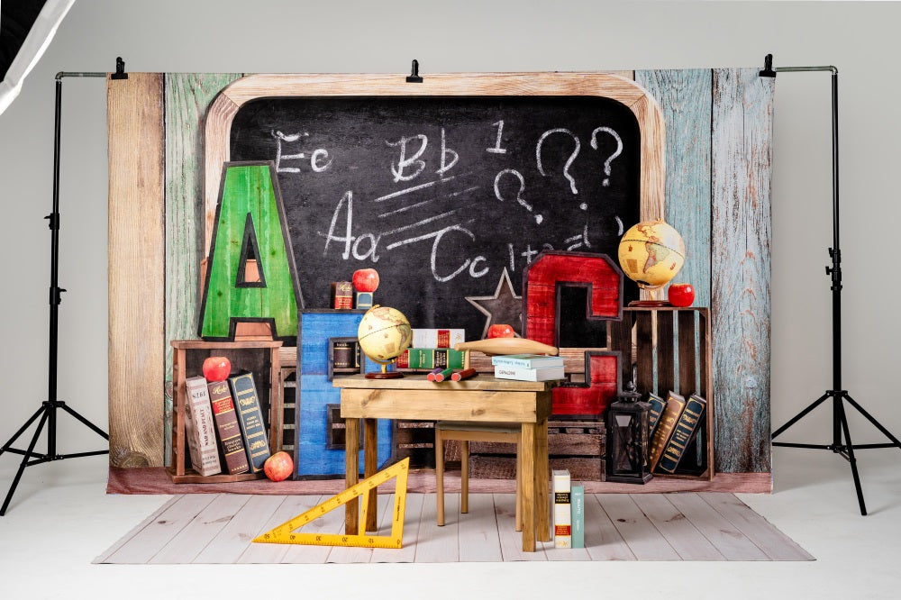 Kate Retour à l'école Été Tableau noir Coloré ABC Toile de fond conçu par Emetselch - Kate Backdrop FR