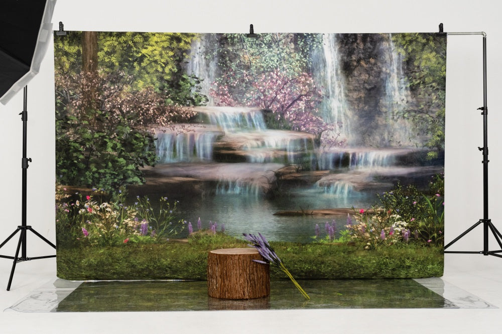 Kate Sirène Chute d'eau Printemps Été Pâques Toile de fond