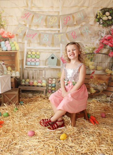 Kate Oeufs colorés Joyeuses Pâques Toile de fond pour la photographie