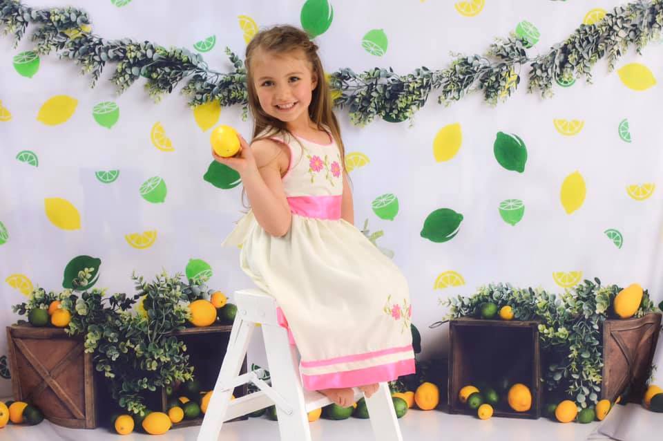 Katebackdrop£ºKate Lemon Lines Summer Children Backdrop for Photography Designed by Megan Leigh Photography
