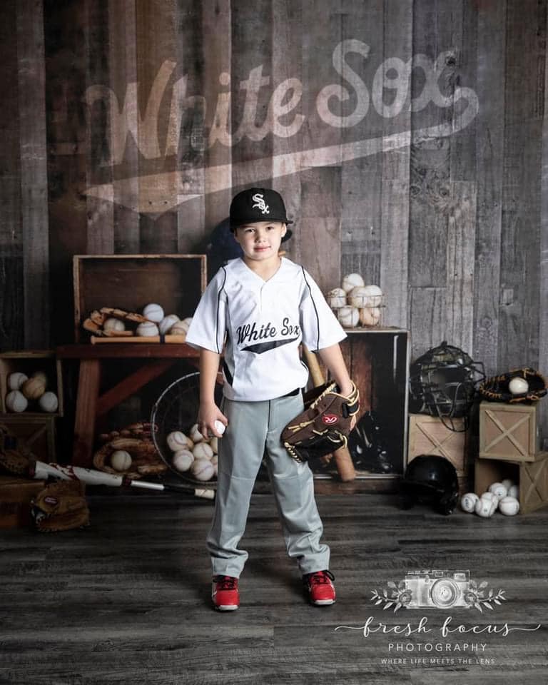 Kate Sport Baseball Toile de fond+Bois Marron foncé Tapis de sol en caoutchouc - Kate Backdrop FR
