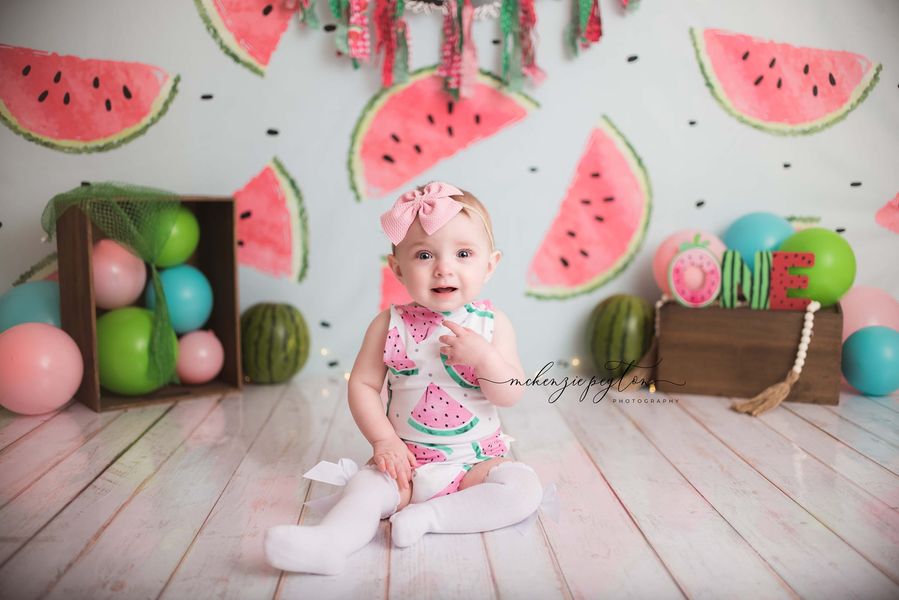 Kate Été Pastèque Cake smash Anniversaire Toile de fond pour la photographie - Kate Backdrop FR