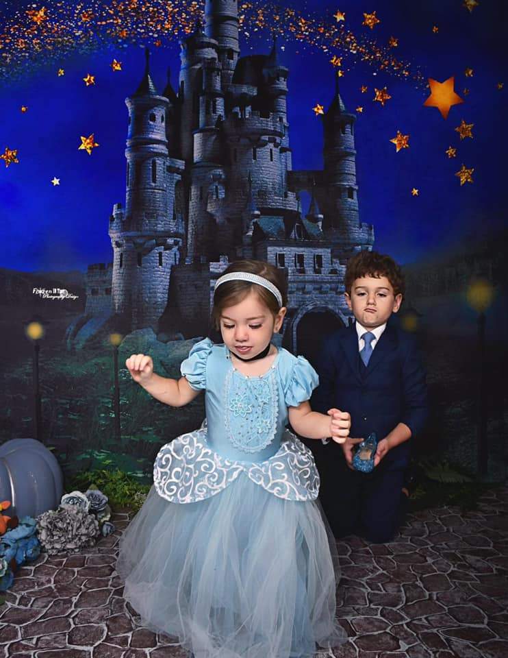 Kate Enfants Château Étoiles Ciel nocturne Toile de fond conçu par Jerry_Sina