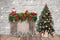 Kate Cadeau Mur de brique Gris Sapin de Noël Toile de fond pour la photographie - Kate Backdrop FR