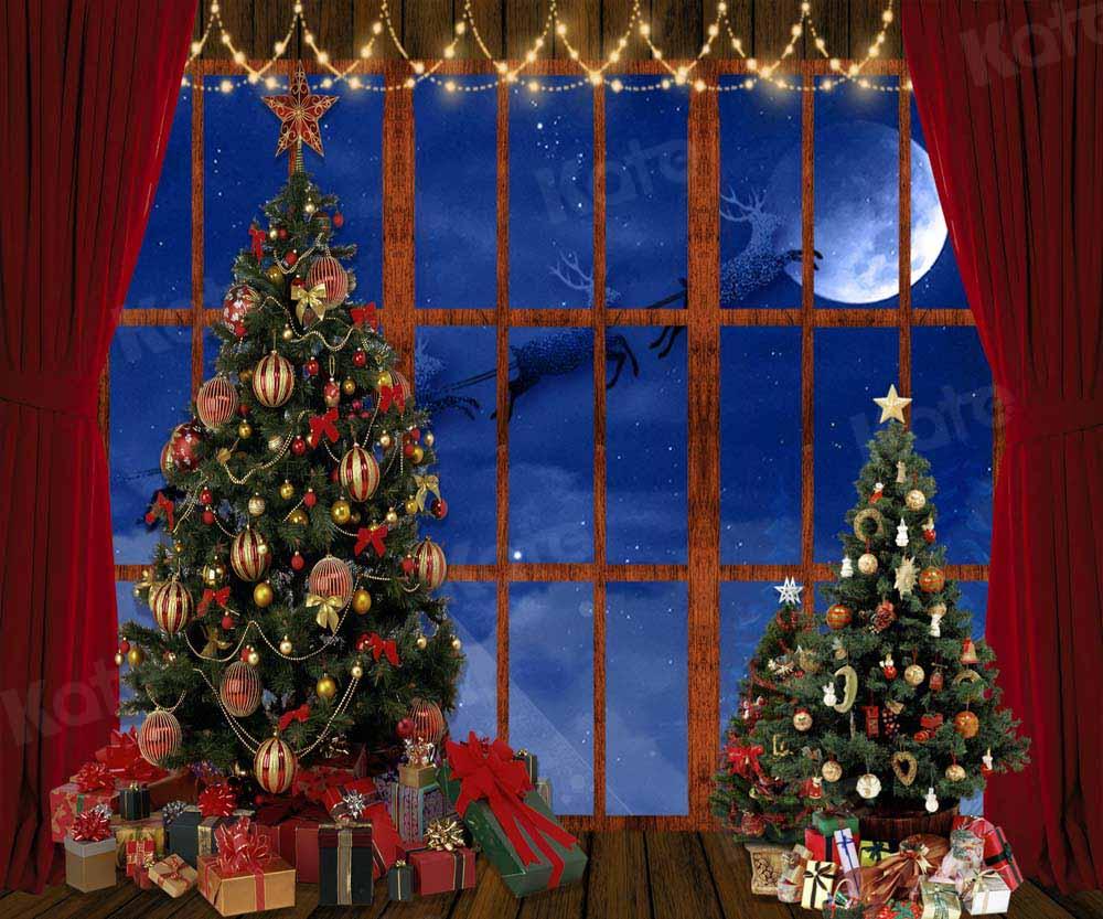 Kate Fenêtre Sapin de Noël Wapiti Lune Toile de fond conçue par Chain Photography - Kate Backdrop FR