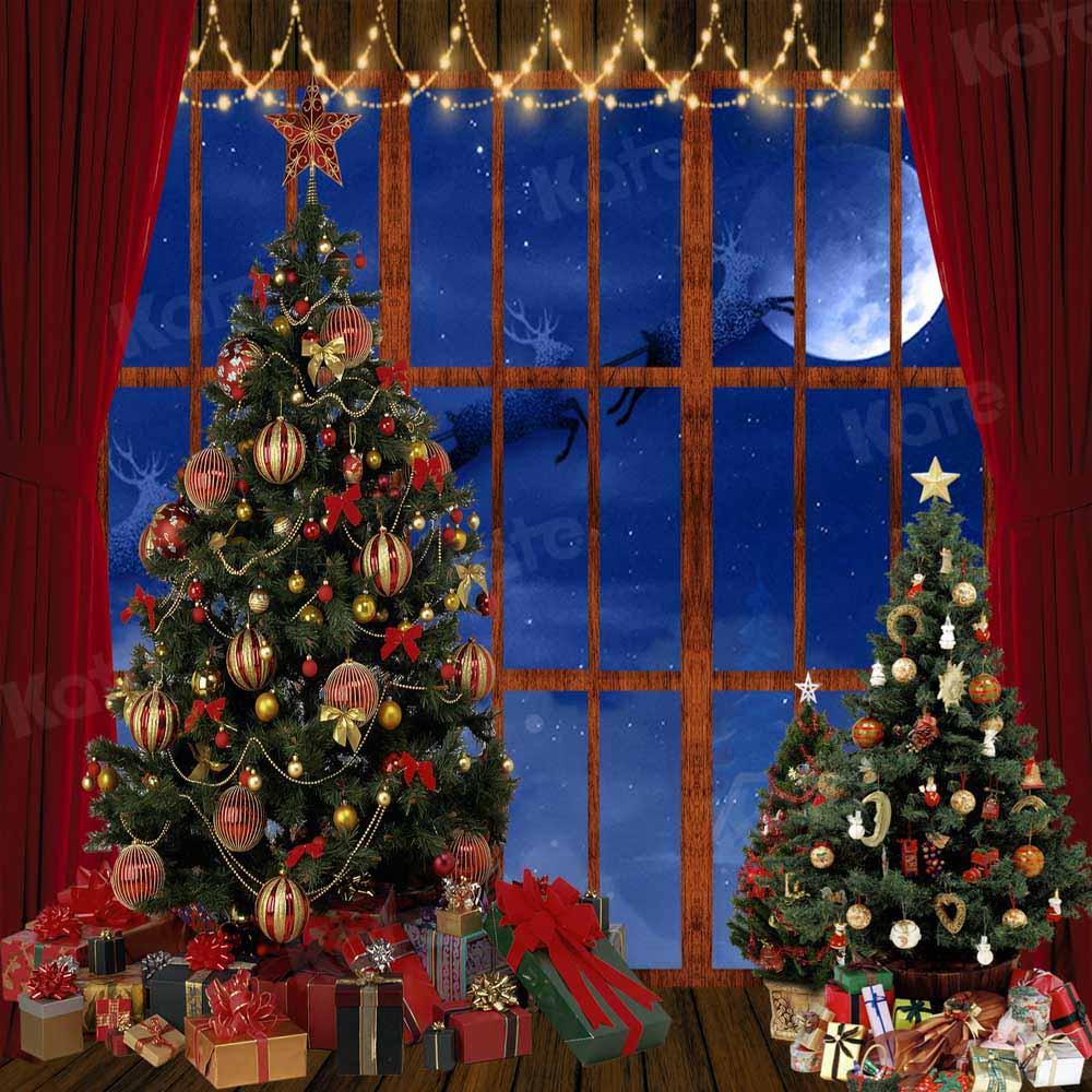 Kate Fenêtre Sapin de Noël Wapiti Lune Toile de fond conçue par Chain Photography - Kate Backdrop FR