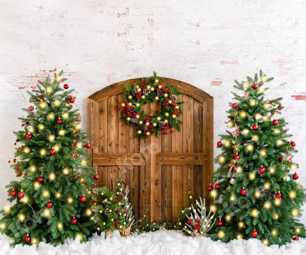 Kate Sapin de Noël Couronne Neige Hiver Toile de fond conçue par Emetselch - Kate Backdrop FR