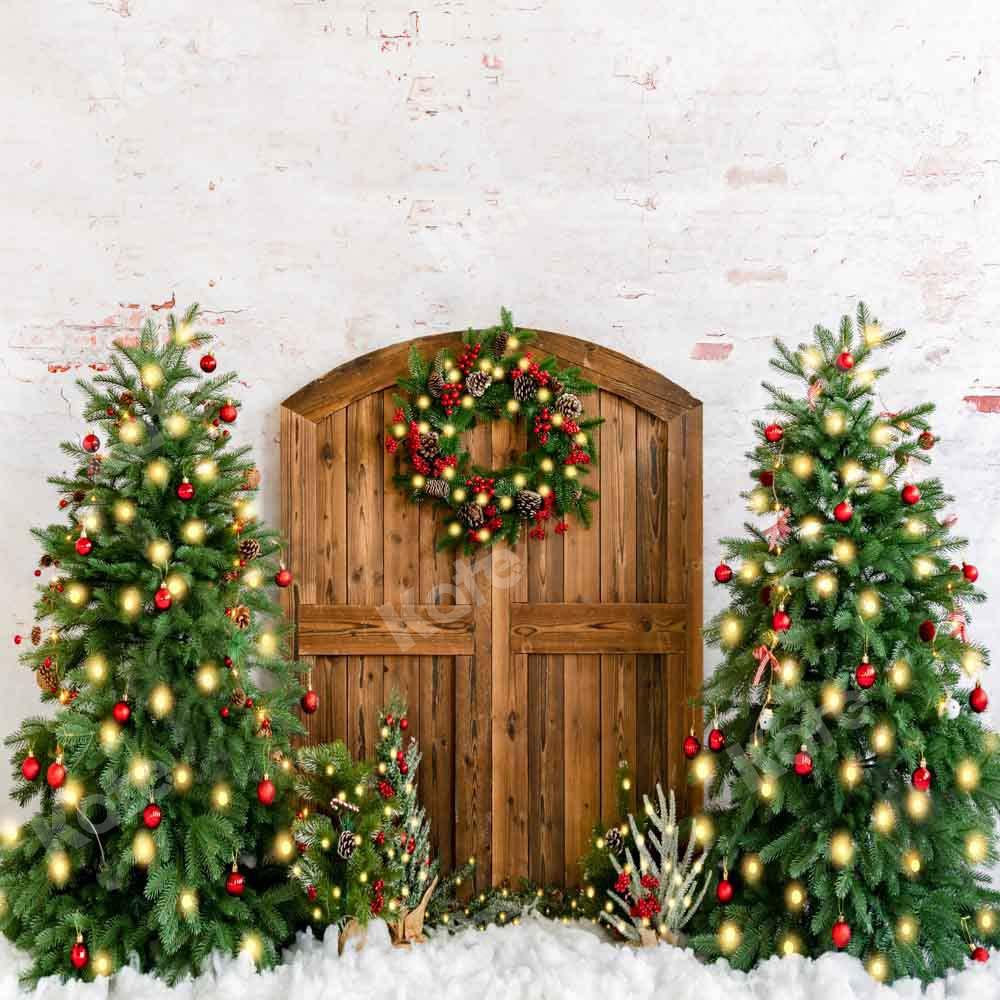 Kate Sapin de Noël Couronne Neige Hiver Toile de fond conçue par Emetselch - Kate Backdrop FR