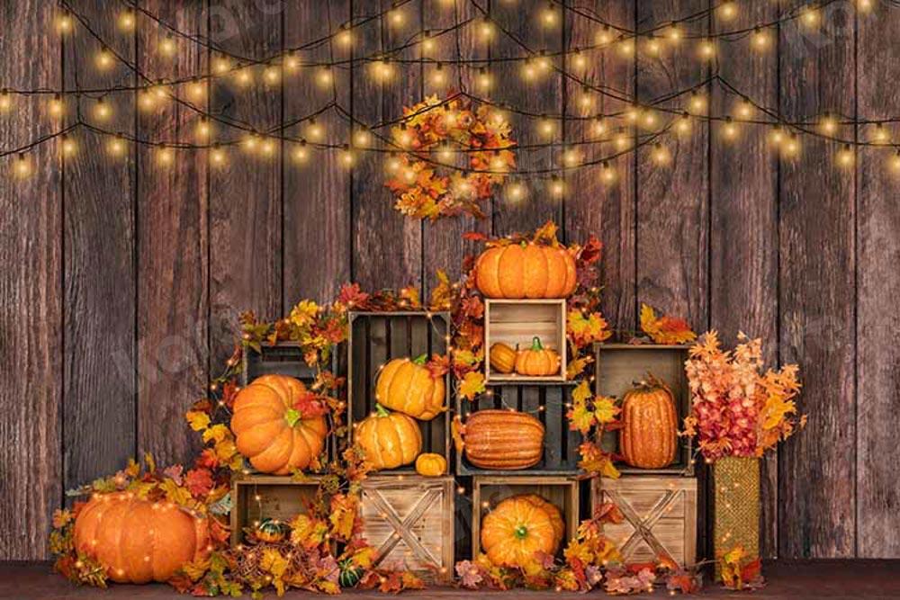 Kate Halloween Citrouille Automne Mur en bois Toile de fond conçu par Emetselch - Kate Backdrop FR
