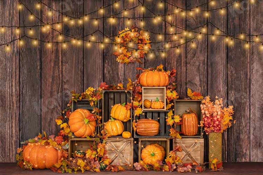 Kate Halloween Citrouille Automne Mur en bois Toile de fond conçu par Emetselch - Kate Backdrop FR