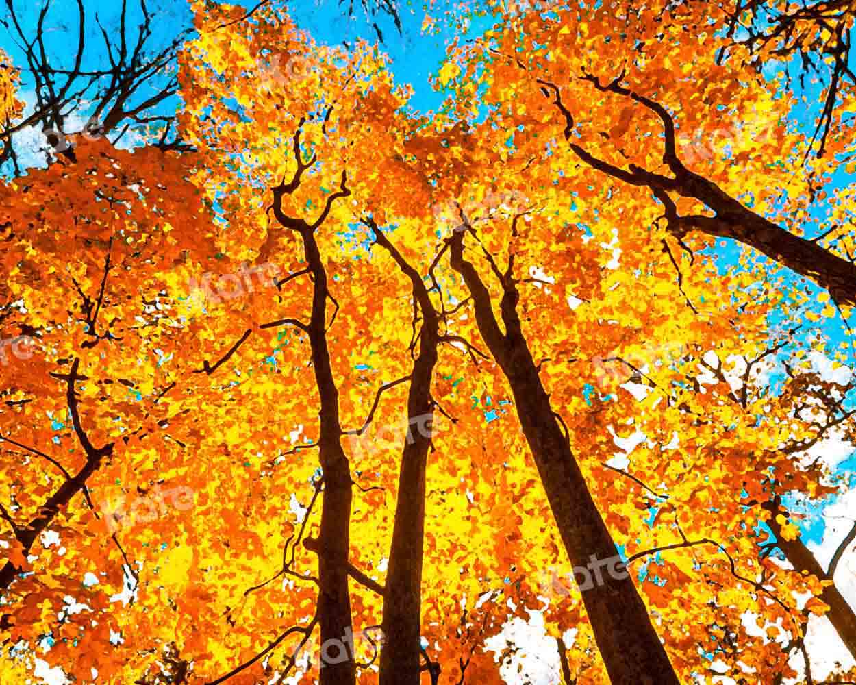 Kate Ciel Forêt Automne Jaune Toile de fond conçu par Chain Photography - Kate Backdrop FR