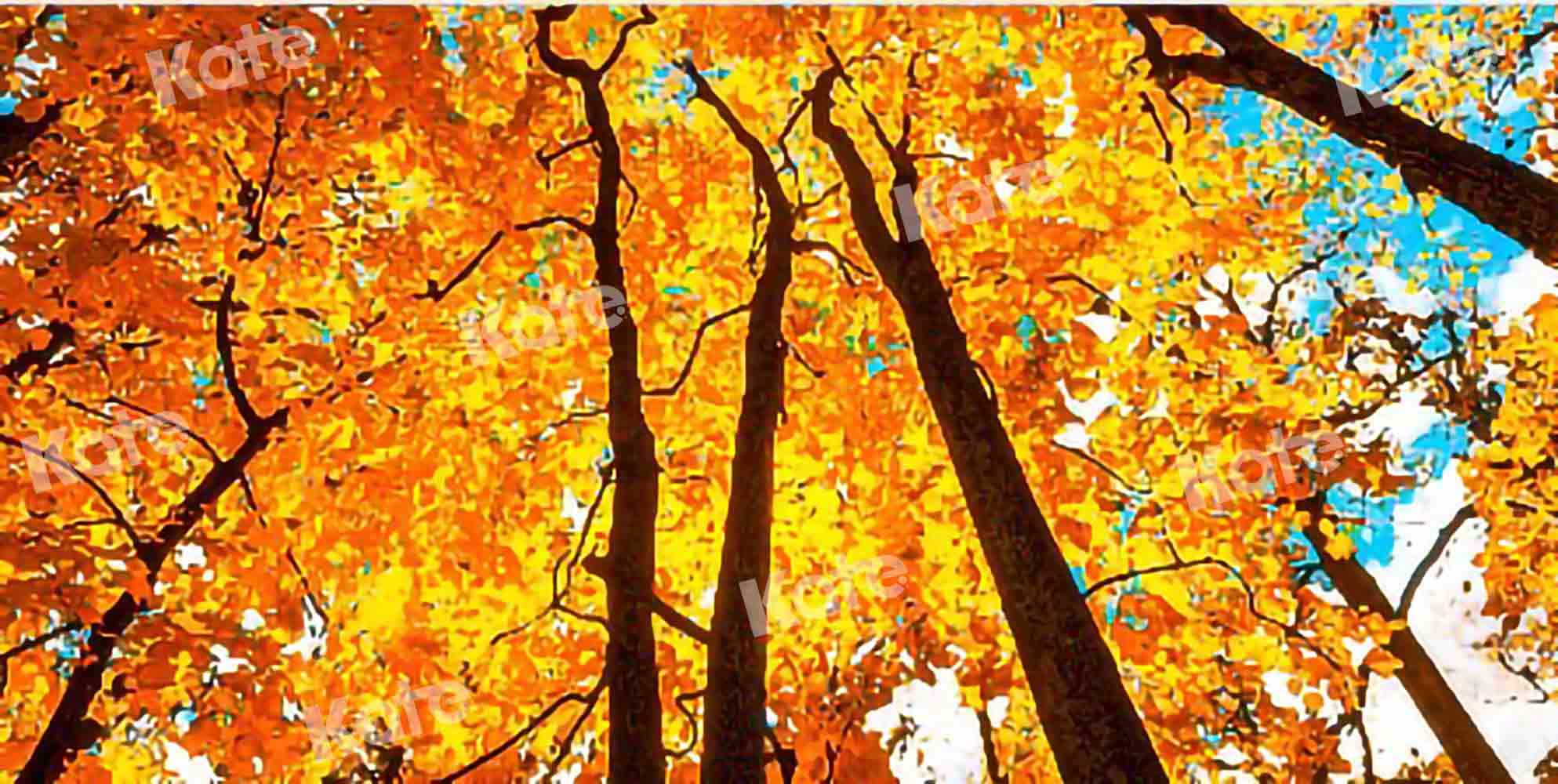 Kate Ciel Forêt Automne Jaune Toile de fond conçu par Chain Photography - Kate Backdrop FR