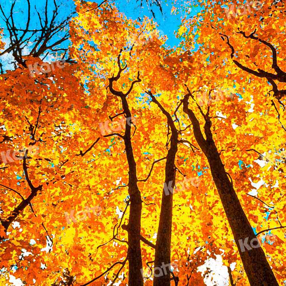 Kate Ciel Forêt Automne Jaune Toile de fond conçu par Chain Photography - Kate Backdrop FR