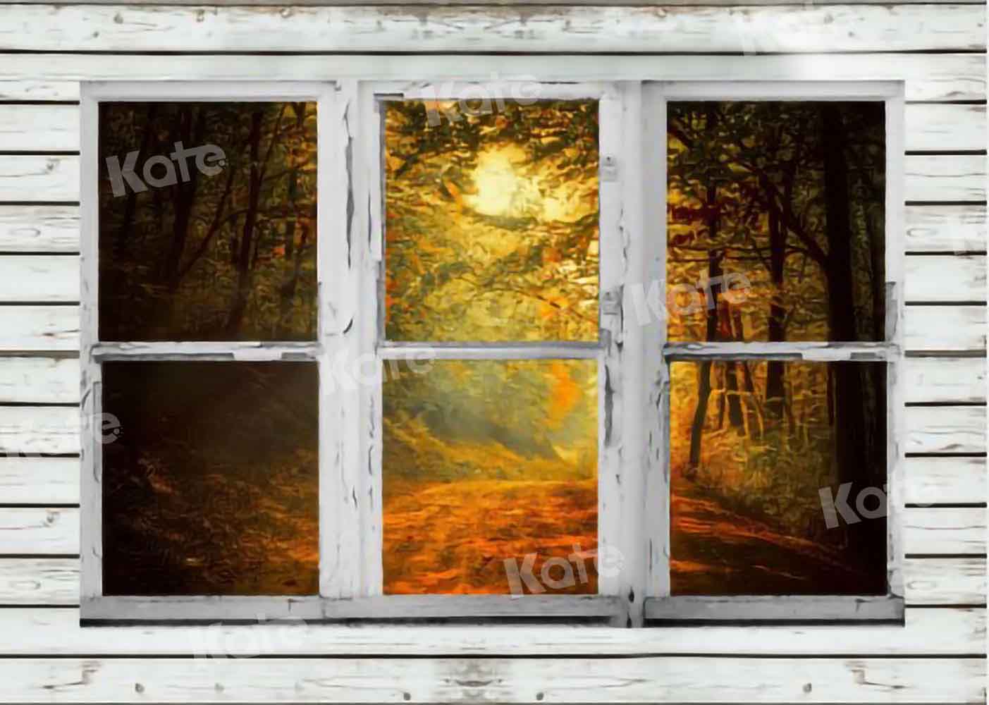 Kate Fenêtre Blanc Forêt Automne Toile de fond conçue par Chain Photography - Kate Backdrop FR