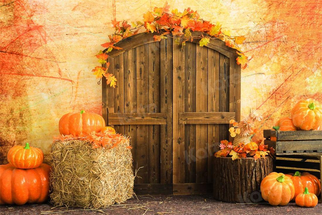 Kate Porte de grange Citrouille Automne Toile de fond pour la photographie - Kate Backdrop FR