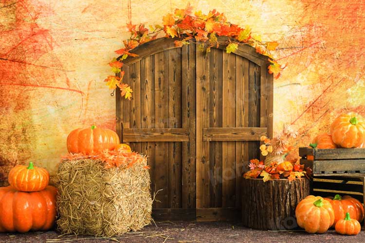 Kate Porte de grange Citrouille Automne Toile de fond pour la photographie - Kate Backdrop FR
