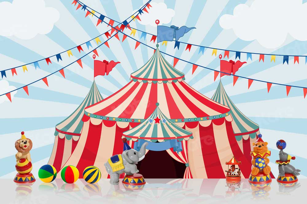 Kate Cake Smash Circus Carnaval Jouets Toile de Fond pour la photographie