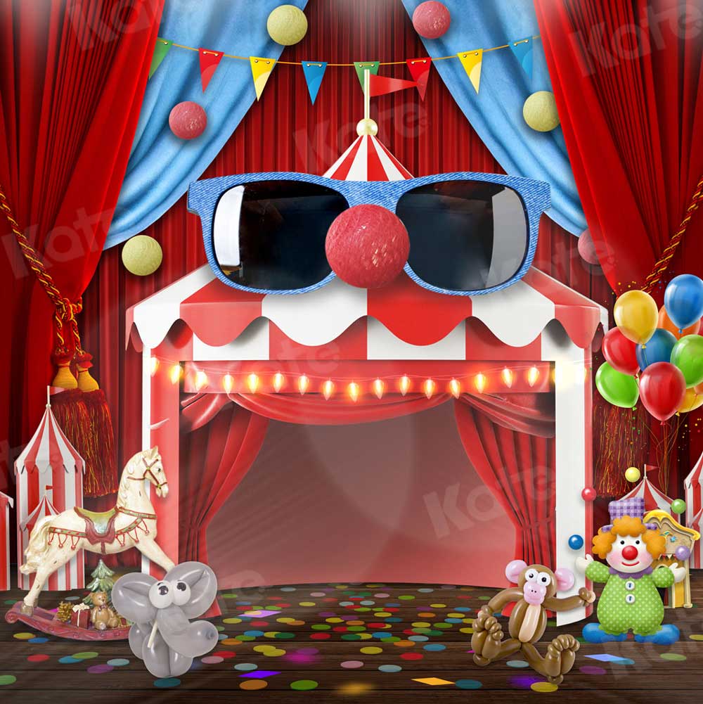 Kate Ballon Carnaval Cirque Rouge Enfant Toile de fond pour la photographie - Kate Backdrop FR