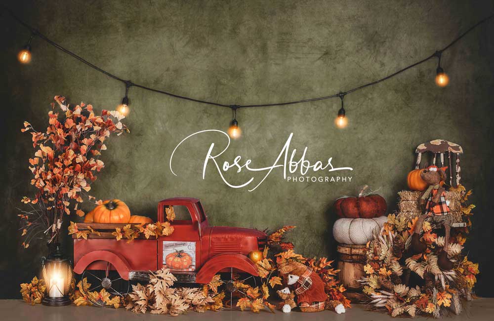 Kate Camion citrouille de toile de fond de feuilles tombées d'automne conçu par Rose Abbas