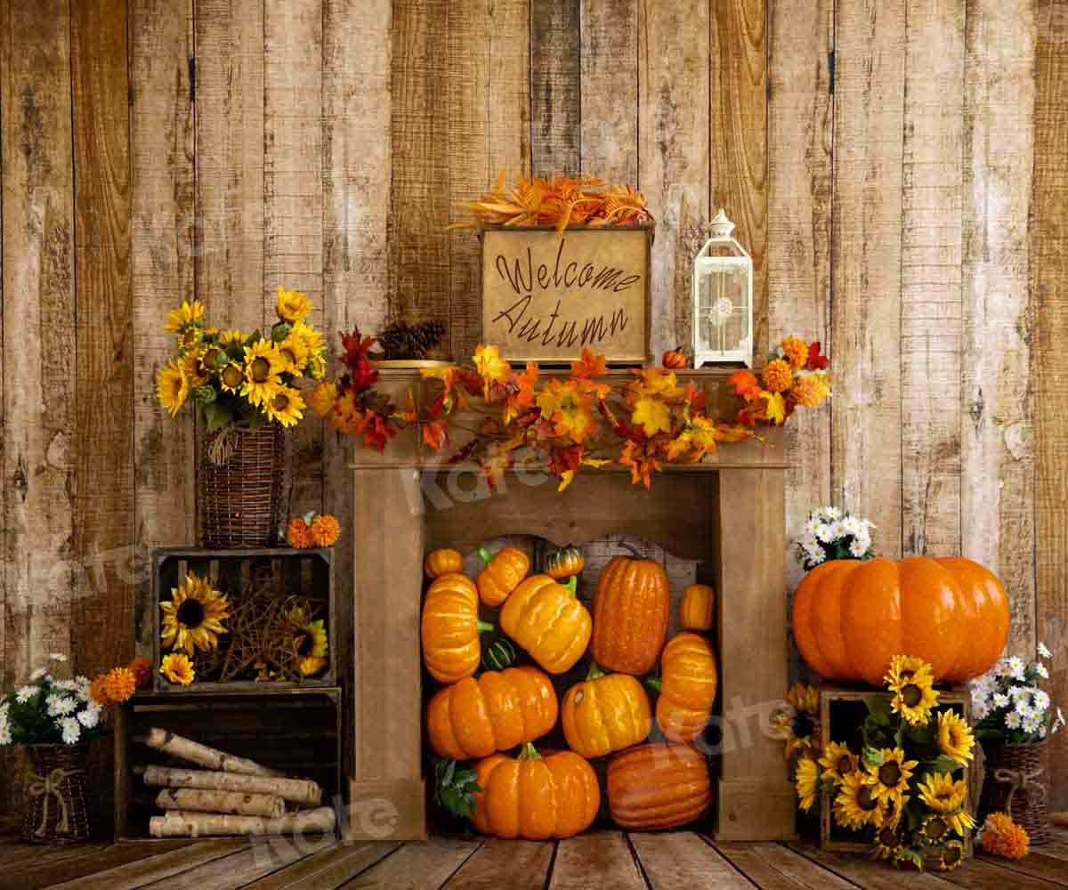 Kate Tournesols Maison en bois Citrouille Automne Toile de fond conçue par Emetselch - Kate Backdrop FR