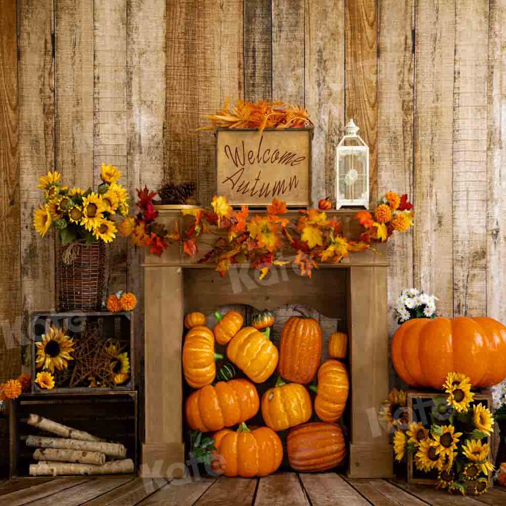 Kate Tournesols Maison en bois Citrouille Automne Toile de fond conçue par Emetselch - Kate Backdrop FR