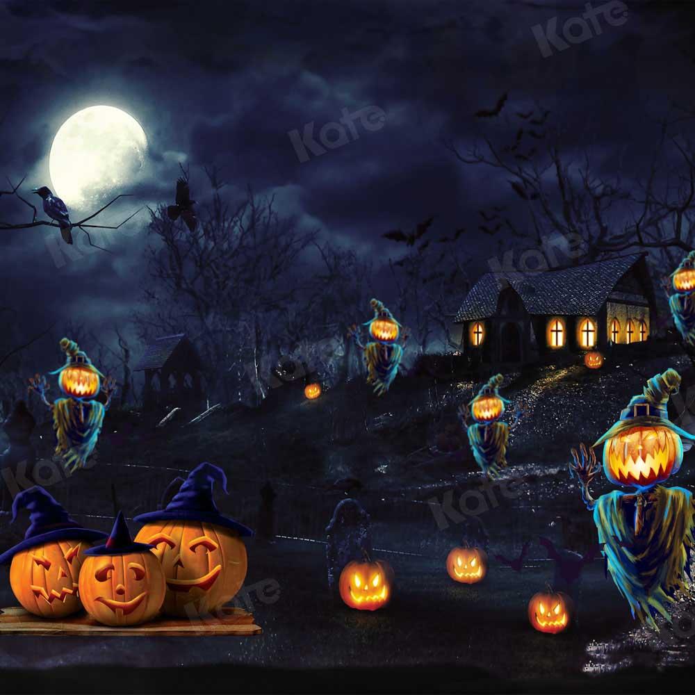 Kate Halloween Citrouille Automne Toile de Fond Nuit Lune Conçu par Chain Photographie