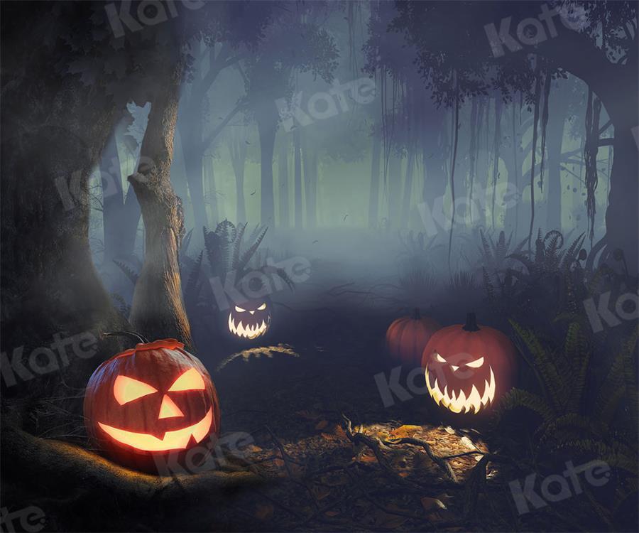 Kate Halloween Citrouille Toile de Fond Forêt Nuit pour Photographie